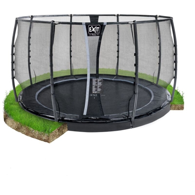 Exit - SOLO TRAMPOLINO Tappeto elastico da giardino interrato rotondo 366cm con rete di sicurezza - nero. Telaio ultra stabile e doppie molle più