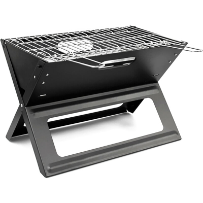 Relaxdays - Grill Portatile, Griglie di Cottura e per Carbonella, Pieghevole, Picnic e Campeggio, 30,5x30x45,5 cm, Nero