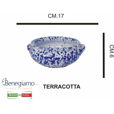 Tegame Terracotta Cm.17 Schizzato Blu