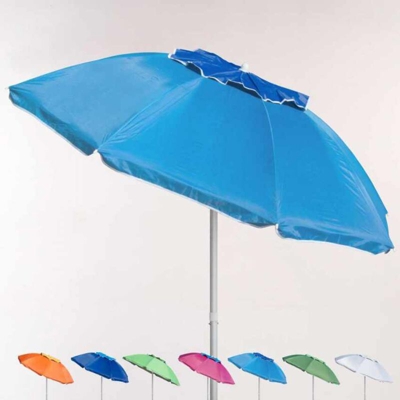Ombrellone mare spiaggia alluminio 200 cm antivento protezione uv Corsica | Azzurro
