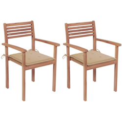 Sedie da Giardino 2 pz con Cuscini Beige Massello di Teak - Vidaxl precio