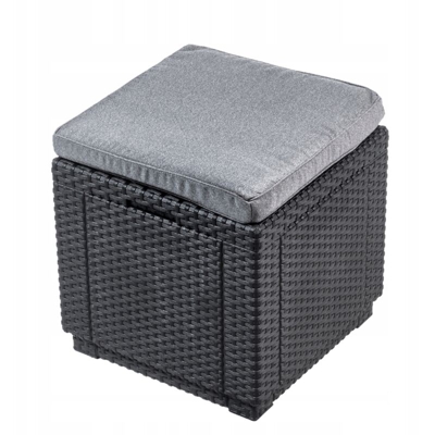 Cubo Pouf Portaoggetti Grafite 213785 - Grigio - Allibert