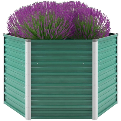 Letto Rialzato Giardino in Acciaio Zincato 129x129x77 cm Verde
