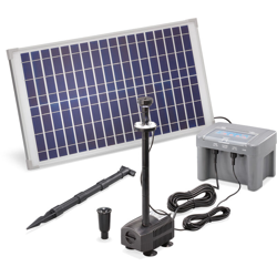 Esotec - Pompa solare per stagno 25W con batteria + LED. Pompa solare da 630l/h per stagno da giardino 101925 precio