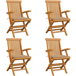 Sedie da Giardino con Cuscini Beige 4 pz Massello di Teak - Beige - Vidaxl precio
