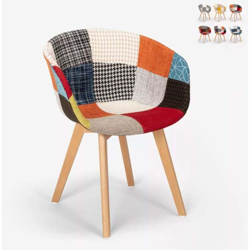 Sedia patchwork design nordico legno e tessuto cucina bar ristorante Pigeon | Patchwork 7 en oferta