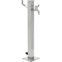 Fontanella a Colonna in Acciaio Inossidabile Quadrata 65 cm - Argento - Youthup en oferta