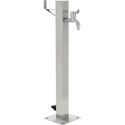 Fontanella a Colonna in Acciaio Inossidabile Quadrata 65 cm - Argento - Youthup