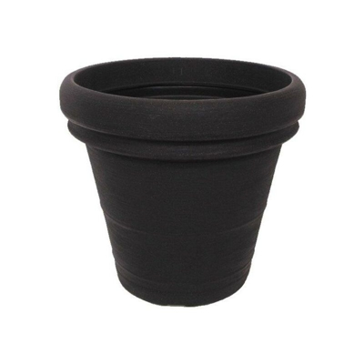 Vaso tondo Doppio Bordo Classic per fiori e piante da giardino. -DIAM 40 x H 35 cm / Antracite