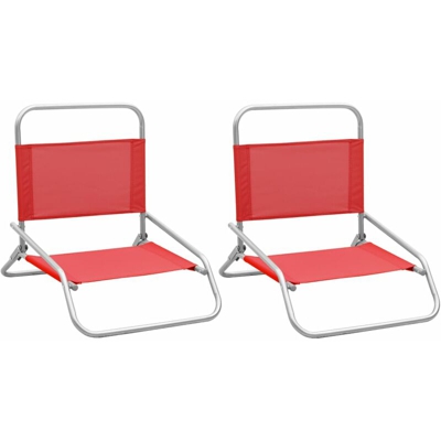Sedie da Spiaggia Pieghevoli 2 pz in Tessuto Rosso - Rosso - Vidaxl