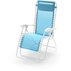 Sdraio relax per casa e giardino inclinabile color azzurro con poggiatesta en oferta