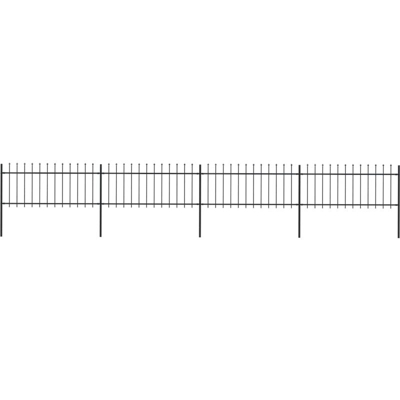 Recinzione da Giardino con Punta a Lancia Acciaio 6,8x0,8m Nera - Nero - Youthup