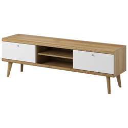 Comò Moderno Rtv Sotto Il Televisore Fenel Da 160 Cm. Mobile Tv, Mobile Soggiorno, Colore Riviera Rovere / bianco en oferta