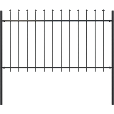 Recinzione Giardino con Punta a Lancia in Acciaio 1,7x1 m Nera - Nero - Youthup