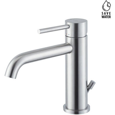 Miscelatore lavabo con bocca di erogazione lunga 145 mm Newform X-STEEL 69610X | Piletta con salterello 1'1/4 - Acciaio Spazzolato