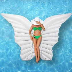 Materassino Isola Gonfiabile Ali Da Angelo Pvc Mare Piscina 200X202Cm Bianco en oferta