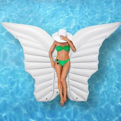 Materassino Isola Gonfiabile Ali Da Angelo Pvc Mare Piscina 200X202Cm Bianco
