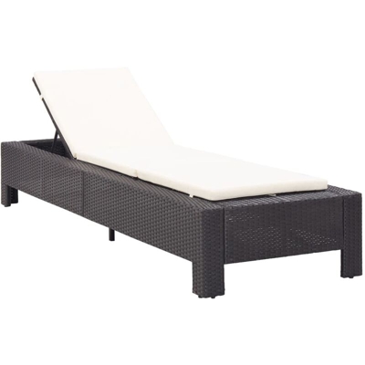 Lettino Prendisole con Cuscino in Polyrattan Nero Modello 1 - Nero - Vidaxl