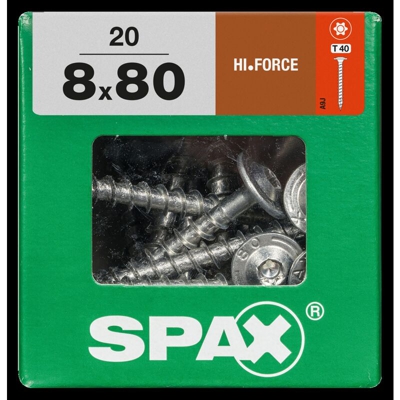 vite acciaio HI.Force 80 x 8 mm - 20 pezzi - Spax