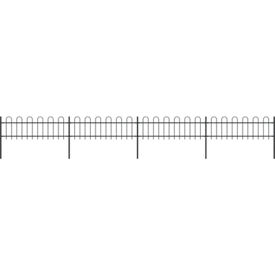 Recinzione da Giardino con Punta Tonda in Acciaio 6,8x0,6m Nera - Nero - Youthup