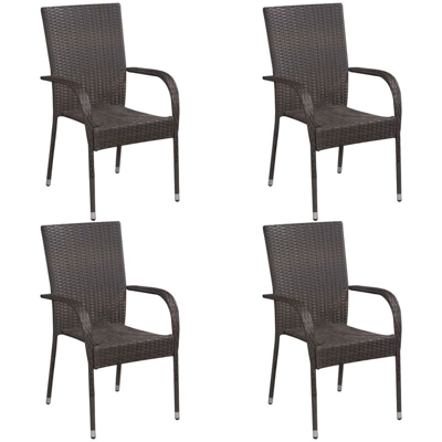 YOUTHUP Sedie da Esterno Impilabili 4 pz in Polyrattan Marrone - Marrone