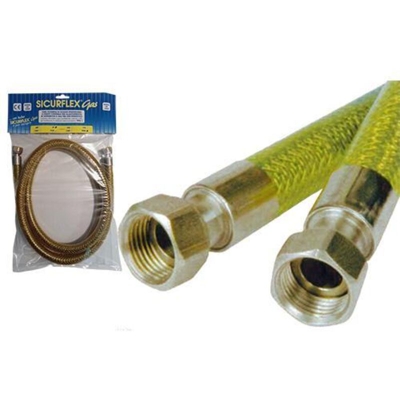 Tubo Gas In Acciaio Inox Con Raccordi F/F 1/ 2'' Lunghezza 200cm 1pz En14800