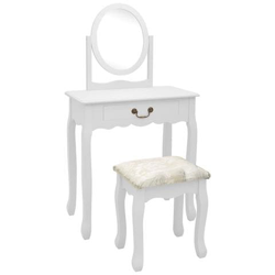 Tavolo Da Trucco E Sgabello Bianco 65x36x128 Cm Paulownia E Mdf precio