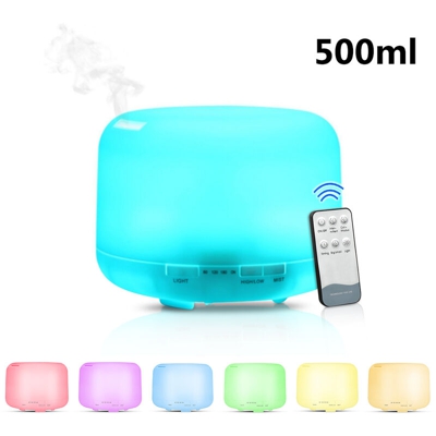 Umidificatore variopinta di notte lampada ad olio leggero profumo con telecomando (500ml bianco colorato sottosezione UE)