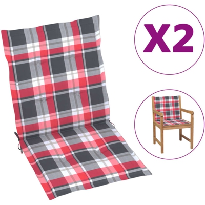 vidaXL Cuscini per Sedie da Giardino 2 pz Rossi a Quadri 100x50x4 cm - Multicolore