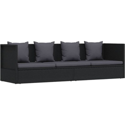 vidaXL Divano da Giardino con Cuscini in Poyrattan Nero - Nero en oferta