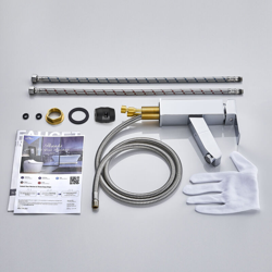 Rubinetto Miscelatore Cascata da Lavandino Bagno Alto, Ultra-Ampio 6cm Flusso,Universale 3/8”, Cromato - Auralum precio