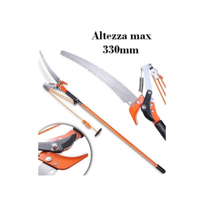 Svettatoio/Tagliarami/Sega/Cesoia manuale con manico telescopico e corda 33 mt