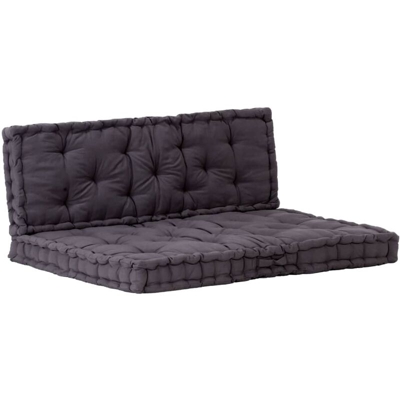 YOUTHUP Cuscini per Pallet e Pavimento 2 pz in Cotone Nero - Nero