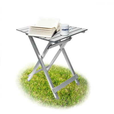 Relaxdays - Tavolino Pieghevole, HLP: 61 x 49,5 x 47,5 cm, Salvaspazio, Resistente alle Intemperie, Alluminio, Argento