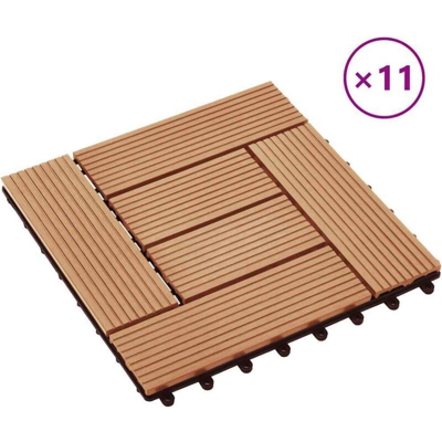 Piastrelle per Decking in WPC 11 pz 30x30cm 1mq Colore Teak - Marrone - Vidaxl