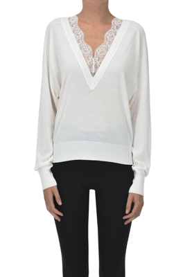 Lace insert pullover