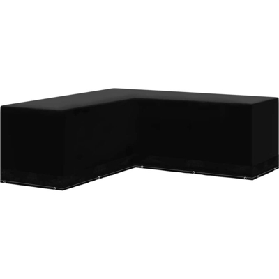 vidaXL Telo per Mobili da Giardino Forma a L 12 Occhielli 250x250x90cm - Nero