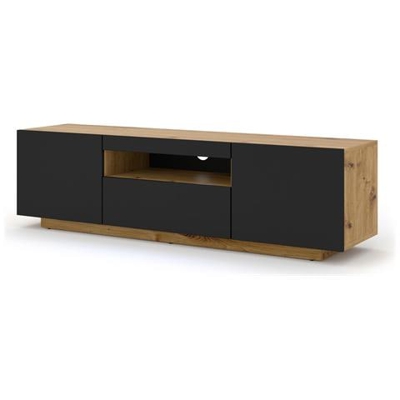 Lowboard Aura - Armadio Per Tv Da 150 Cm, Da Appendere O In Piedi, Universale, Per Tv, Credenza, Hifi (artisan Rovere / Nero Opaco Senza Led)