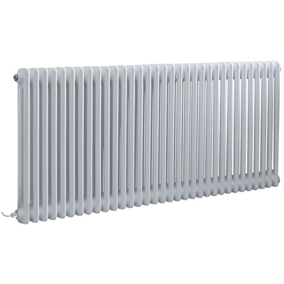 Hudson Reed Regent Radiatore Termoarredo Elettrico di Design Orizzontale - Termosifone Bianco -2 x 33 Colonne - Senza Termostato - 600 x 1505 x 68mm