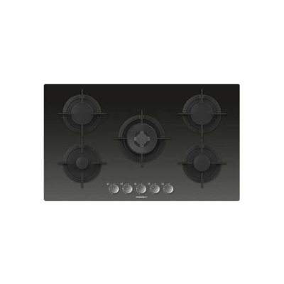 RGV95WFM PN Piano cottura a gas in Vetro Temperato 5 Fuochi Griglie in ghisa 90 cm Nero - Rosieres