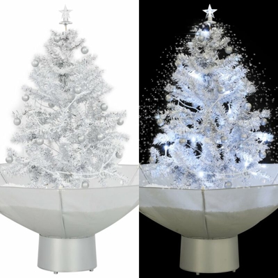 Albero di Natale con Neve e Base a Ombrellone Bianco 75 cm - Bianco - Youthup