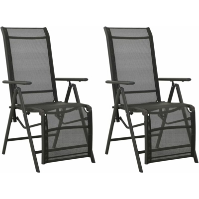 vidaXL Sedie Giardino Pieghevoli 2 pz Textilene e Alluminio Antracite - Antracite