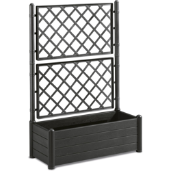 Fioriera rettangolare con grata porta vaso separè divisorio in plastica nera en oferta