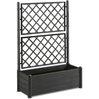 Fioriera rettangolare con grata porta vaso separè divisorio in plastica nera