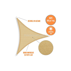 Tenda A Vela Ombreggiante Triangolare Ecru' Parasole 5X5X5 Metri Ombra Veranda Giardino Rinforzata mt 5x5x5 TRIANGOLARE ECRU' características