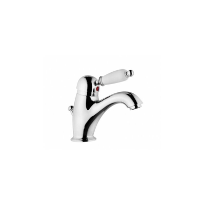 Monocomando lavabo OIOLI mod. RETRO' col. cromo/ impugnatura bianca