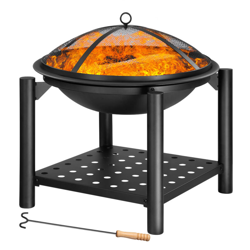 Braciere rotondo Ø 55cm attizzatoio parascintille ripiano portaoggetti braciere da giardino riscaldamento da esterno ciotola da fuoco - Deuba precio