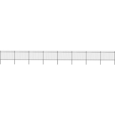 Recinzione Giardino con Punta a Lancia in Acciaio 13,6x1,2m Nera - Nero - Youthup
