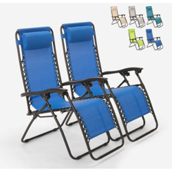 2 sedie sdraio pieghevole multiposizione giardino spiaggia Emily Zero Gravity | Blu precio