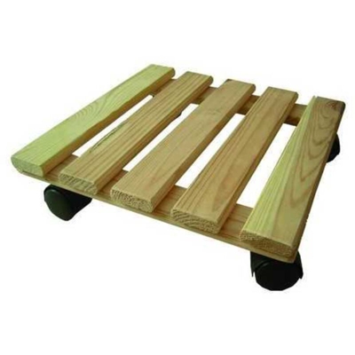 Carrellino Carrello Portavaso in Legno con ruote Mod.Begonia Cm. 35X35 - Blinky